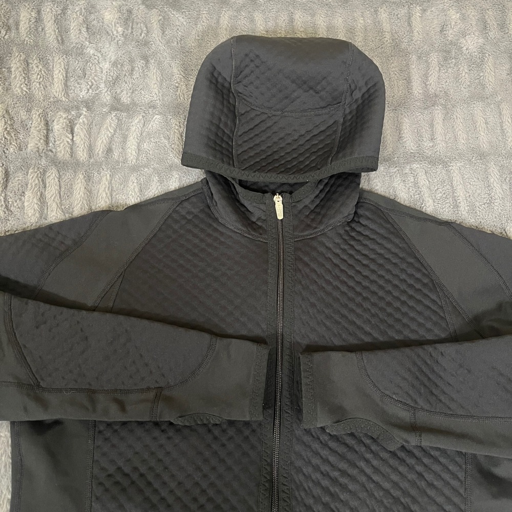 Nike Sphere Women's Black Quilted Full Zip Hooded Athletic Jacket‎ Size L